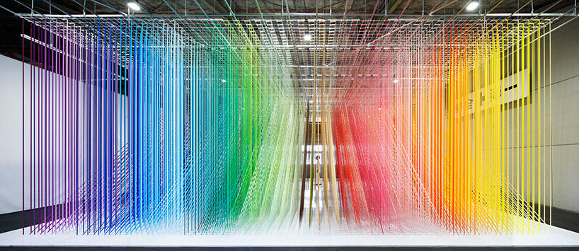 emmanuelle moureaux uses 6,000 masking tape strips to compose rainbow ...