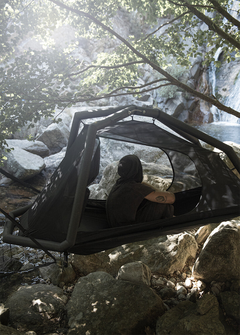 exod's monolith is a one-person hanging inflatable tent