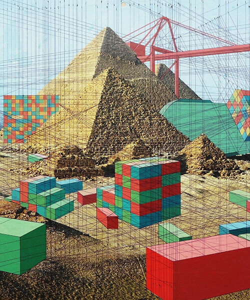 shipping containers collide with the environment in mary iverson's mix media paintings