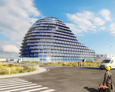 MVRDV sculpts its solar-clad 'sun rock' to merge architecture and renewable infrastructure