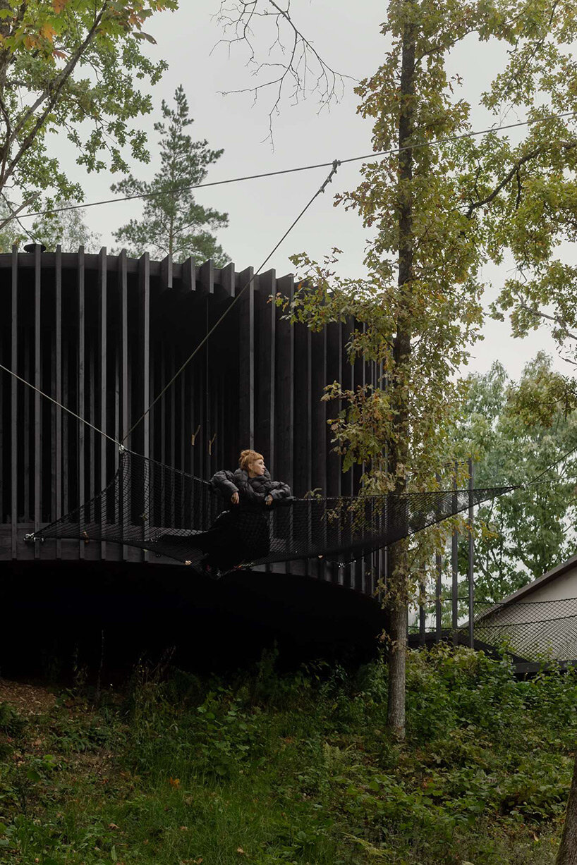 open AD adds sauna with wool-clad interiors to wellness resort in latvia