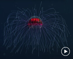 watch a rare footage of the psychedelic jellyfish floating across the pacific ocean