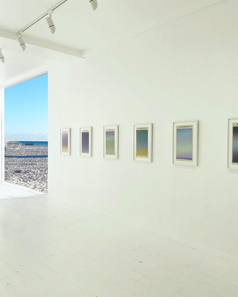 sho shibuya's sunrise paintings infuse yves saint laurent miami gallery with calming escapism