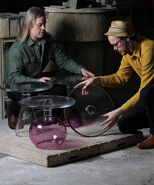 cast, blown, and bent glass furniture reimagine swedish glasswork tradition in 'raw industry'