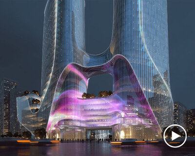 the chengdu NBD center proposal features breathable LED façades and a sunken plaza