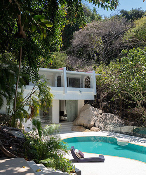 geometric house by sama arquitectos blends harmoniously into verdant site in mexico