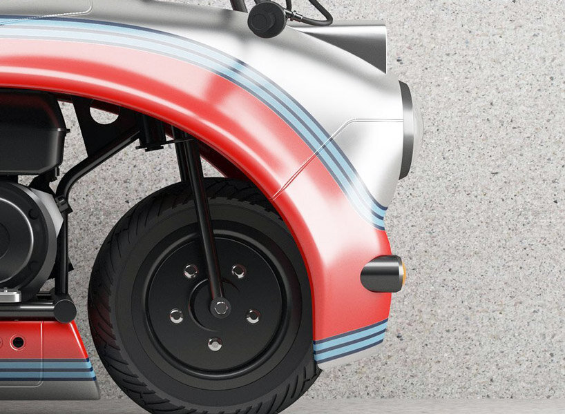 designer 'moto designs' has customized this vibrant mini-bike to celebrate fun