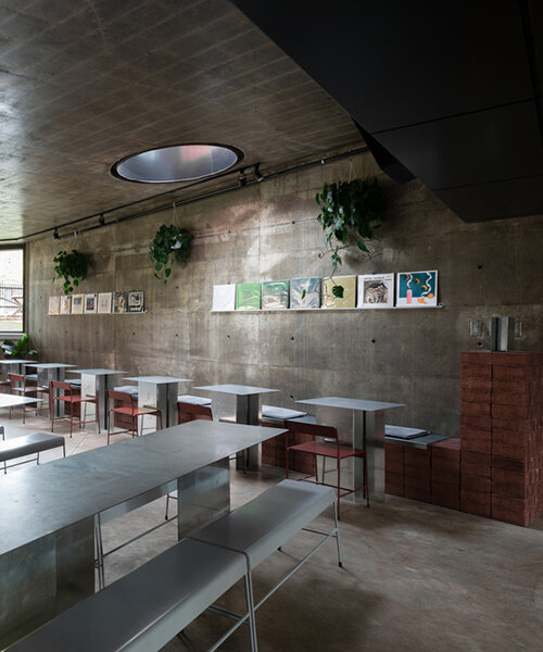 clean-cut furniture complete MDT mobilier's brutalist café in montreal