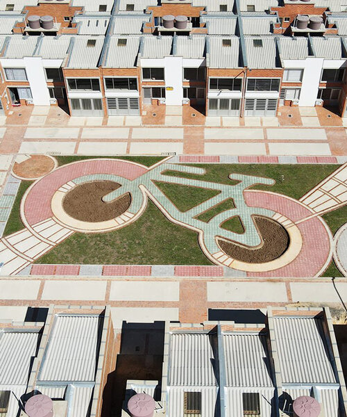 bicycle shaped park rides into an urban neighborhood of paipa, colombia
