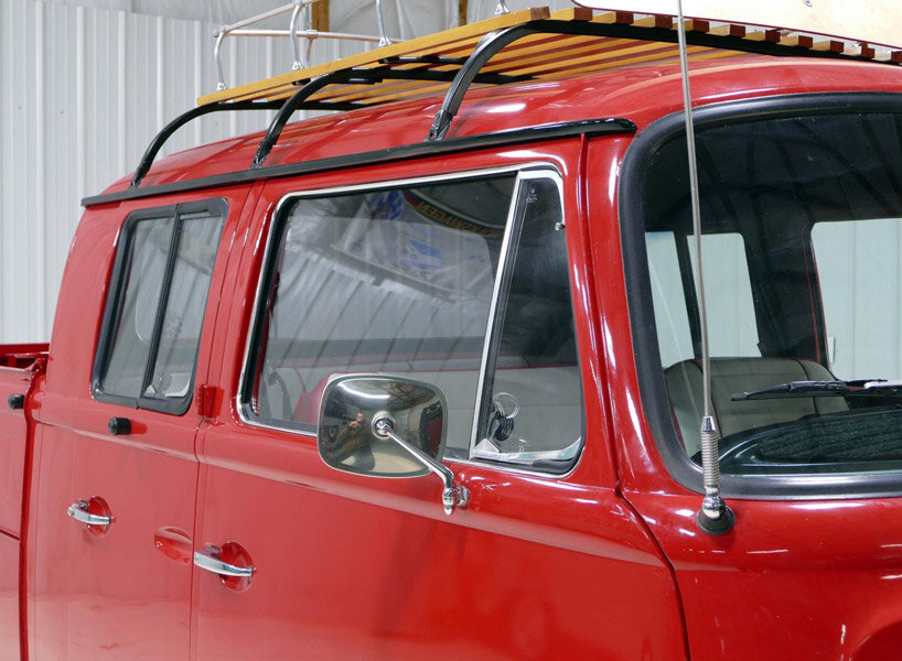 1968 volkswagen type 2 double cab transporter gets an upgrade with a classic, red look