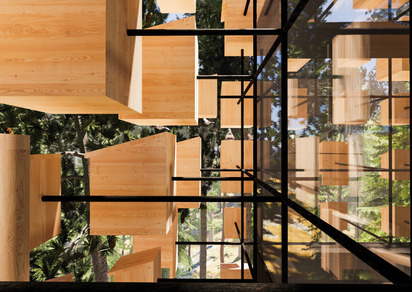 BIG designs treetop hotel room with a façade of bird nests in sweden