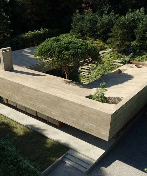 central patio invites the surrounding nature inside OODA's casa CM in portugal