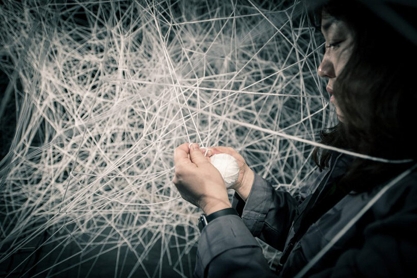 chiharu shiota takes her webs of threads to copenhagen's former water reservoir