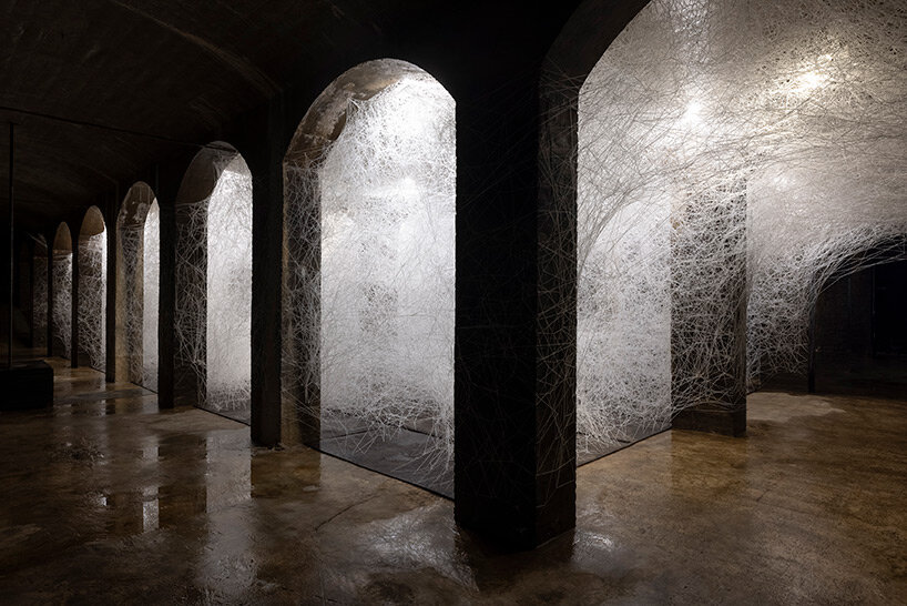 chiharu shiota takes her webs of threads to copenhagen's former water reservoir
