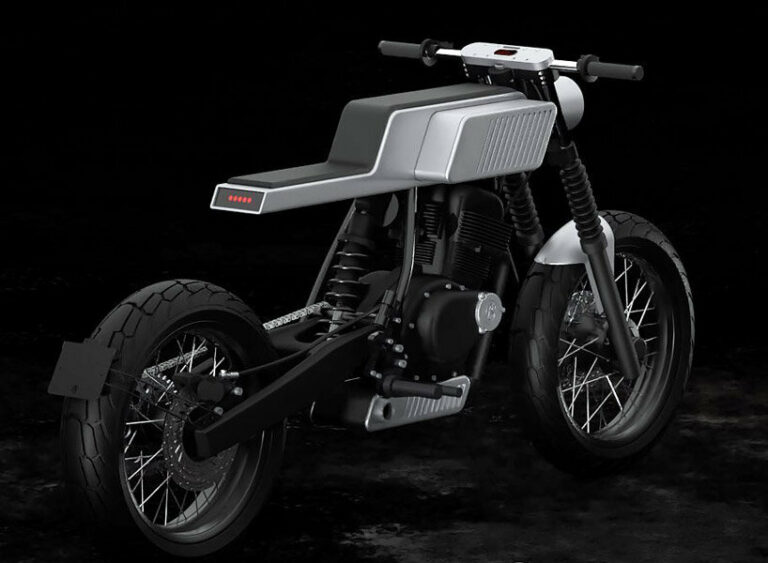 custom suzuki GN250 pays tribute to cubism with boxy geometries