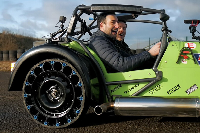 DIY airless tires made of PVC pipes, bolts and nuts
