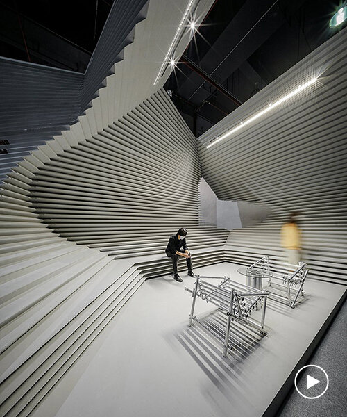 undulating exhibition pavilion can be reassembled to fulfill other functions