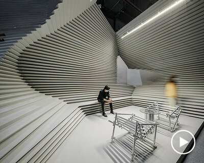 undulating exhibition pavilion can be reassembled to fulfill other functions