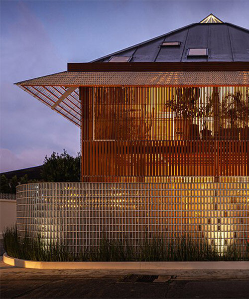 permeable lattice facade & translucent elements envelop junsekino's residence in bangkok