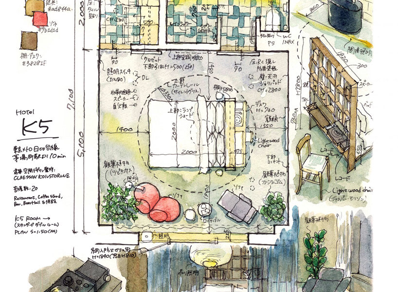 artist kei endo accurately details japanese hotel rooms with watercolor and gel pens