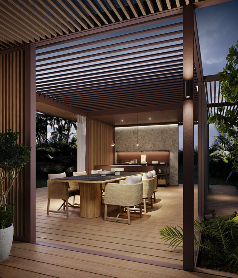 kettal takes the lounge coziness outdoors with freeflowing pavilion H