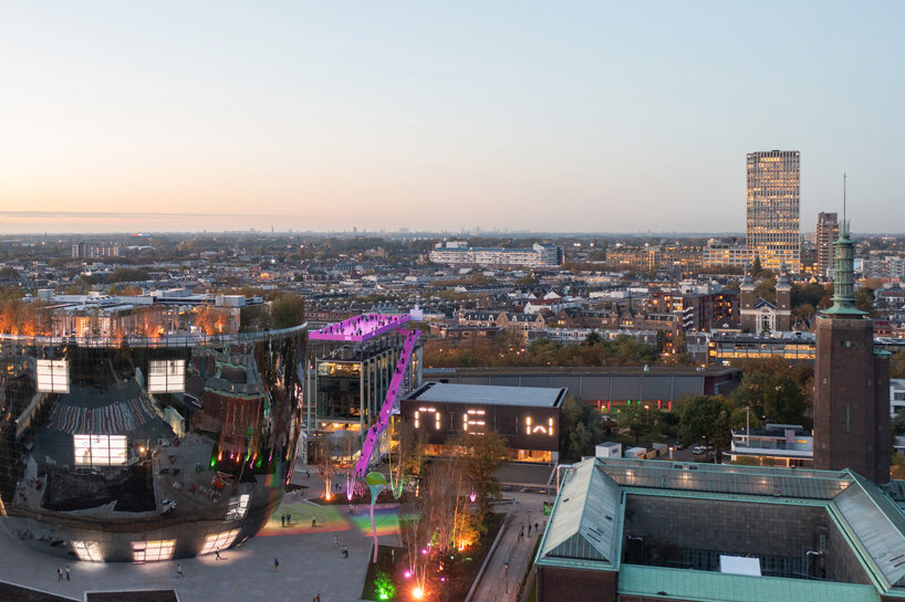 MVRDV designs a temporary pink rooftop for het nieuwe instituut in rotterdam