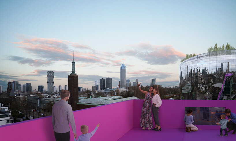 MVRDV designs a temporary pink rooftop for het nieuwe instituut in rotterdam