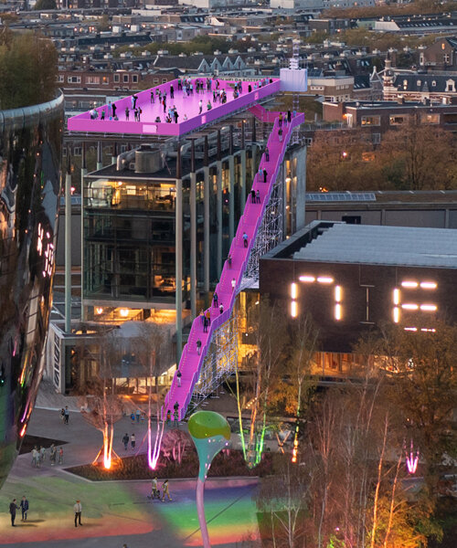 MVRDV designs a temporary pink rooftop for het nieuwe instituut in rotterdam