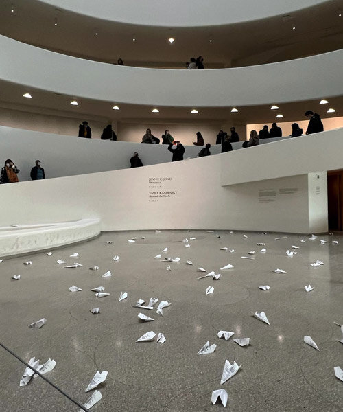 350 paper airplanes at guggenheim museum call for no-fly zone in ukraine