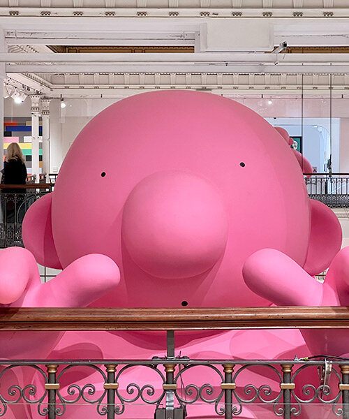 philippe katerine invades paris' le bon marché with massive bubblegum pink sculptures