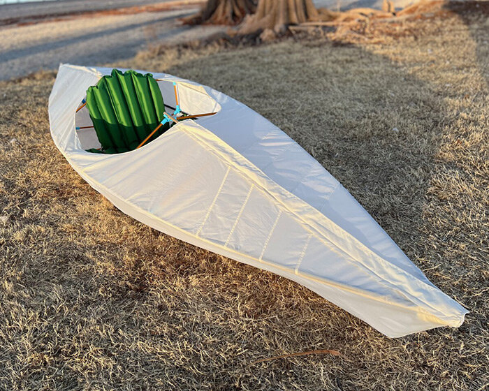 the folding pontos kayak is just 7lb & packs down to the size of a small tent