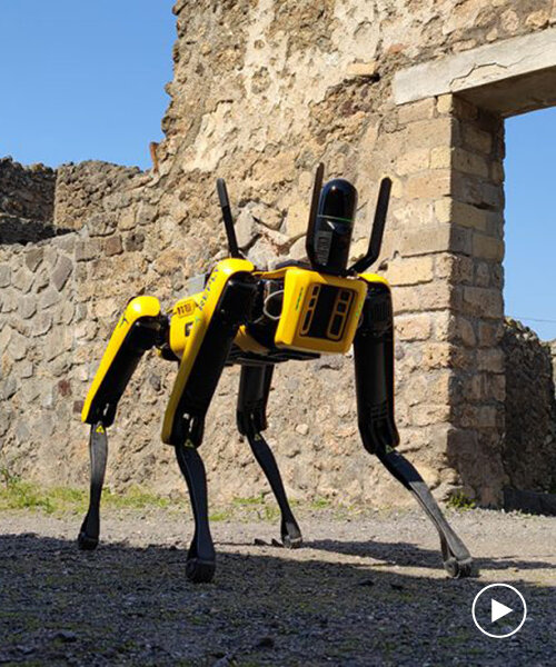 boston dynamics' dog robot SPOT sniffs out to guard the ruins of pompeii