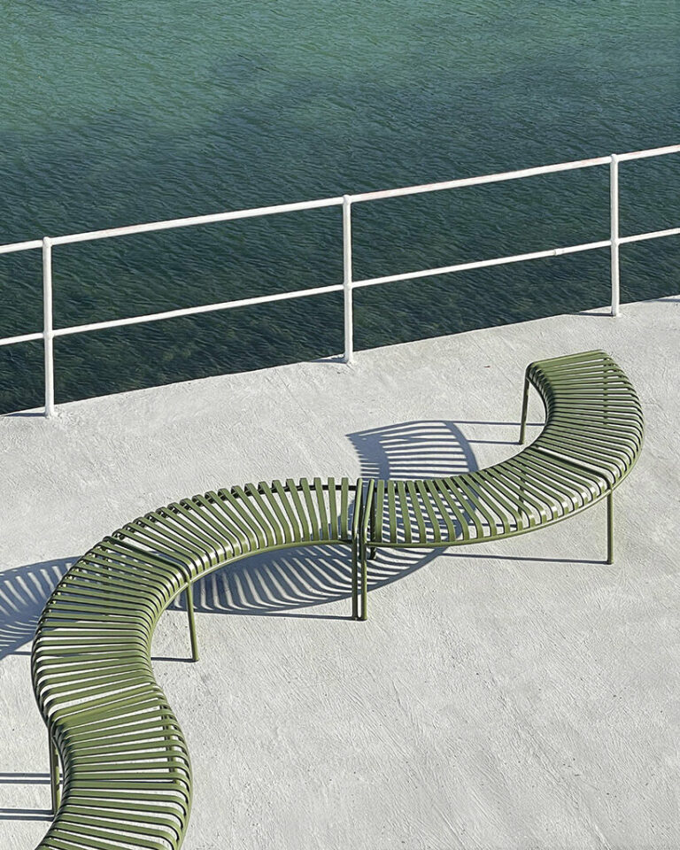 studio bouroullec crafts a meandering, modular 'palissade' park bench