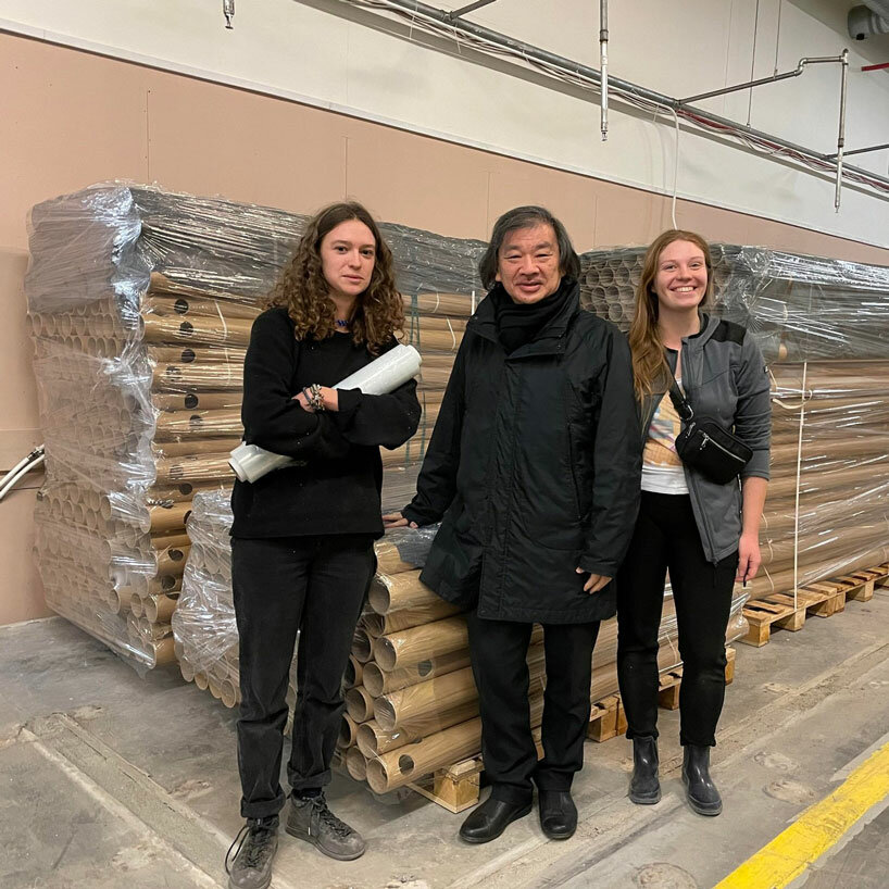 shigeru ban and VAN install paper partition shelters for ukrainian refugees in europe