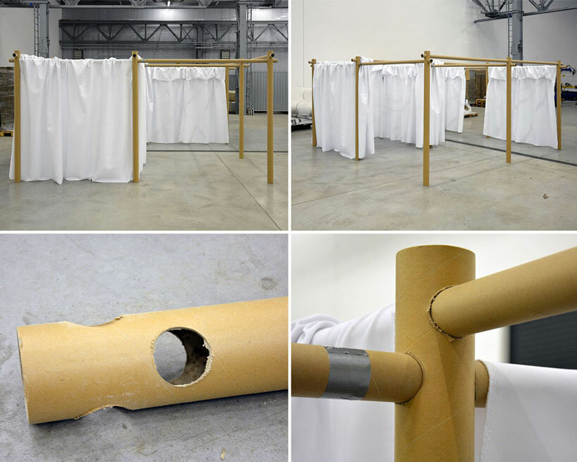 shigeru ban and VAN install paper partition shelters for ukrainian refugees in europe