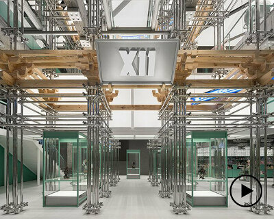 stainless steel tubes and wooden joints assemble bloomdesign's retail store in china