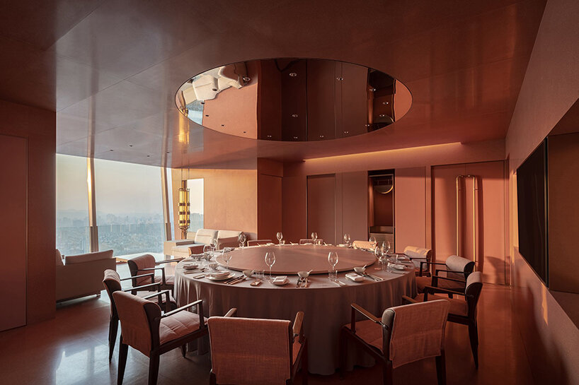 uniquely themed dining rooms shape this upscale restaurant in hangzhou, china