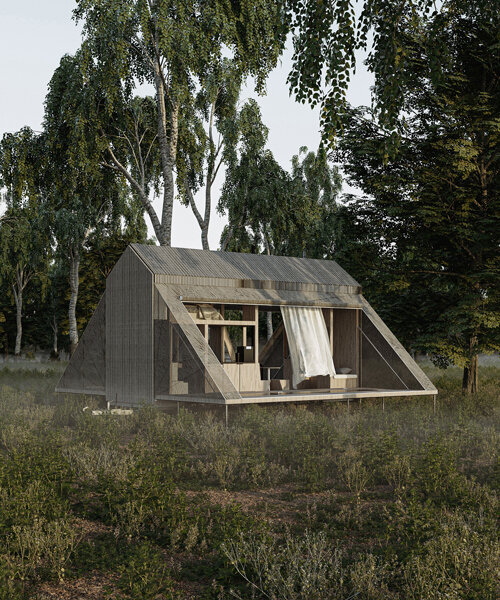 this adaptable cabin concept by atelier fasea folds open in summer