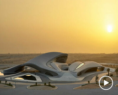 zaha hadid architects sculpts BEEAH headquarters to mimic the desert dunes of the UAE