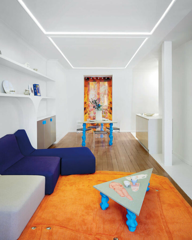 zyva studio's straight curves apartment brings vibrant digital motifs