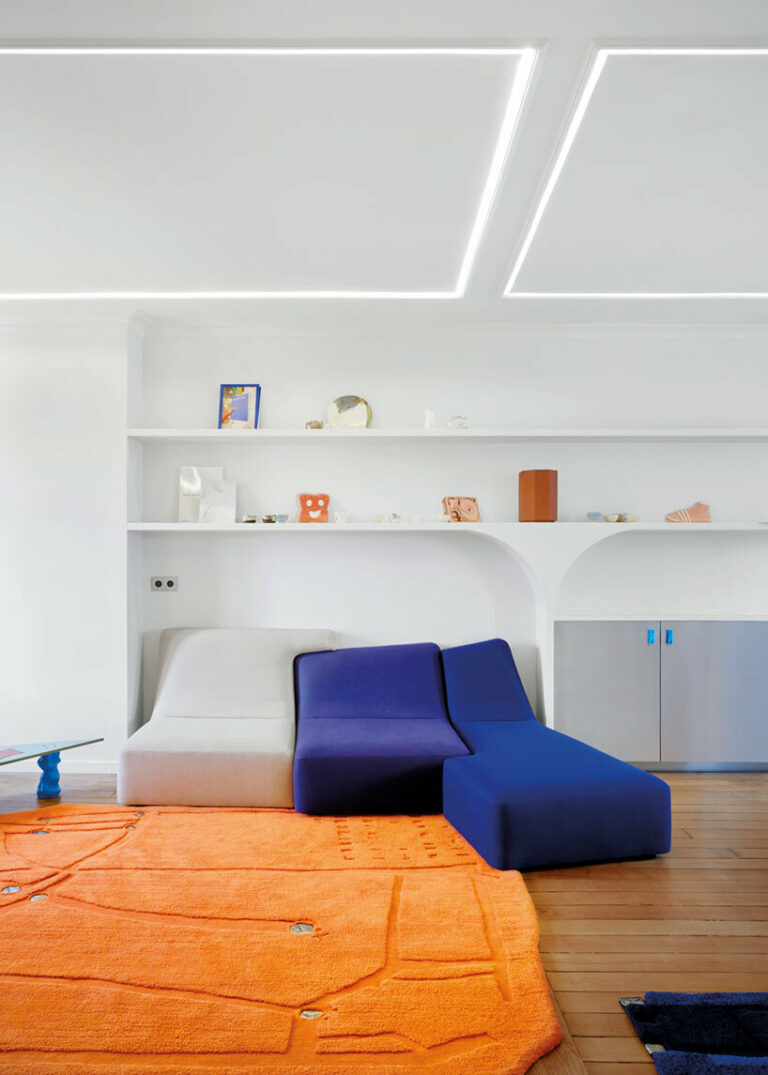 zyva studio's straight curves apartment brings vibrant digital motifs