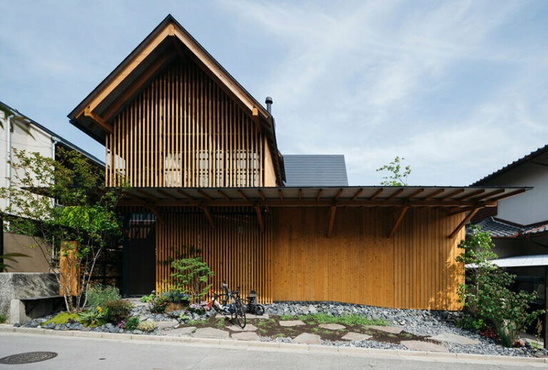 green patios cut out nightingale house in suburban japan