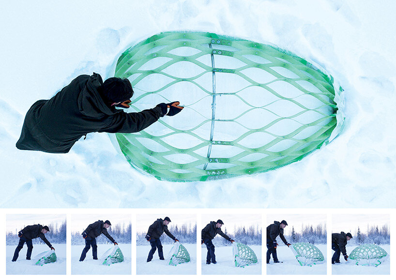 Deployable emergency shelter with Origami skin uses extreme arctic conditions to its advantage