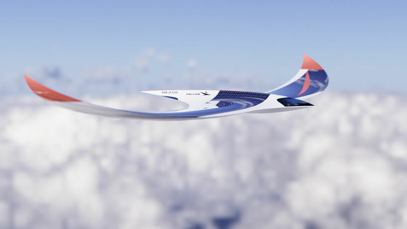 the falcon solar powered plane concept is shaped like a bird of prey
