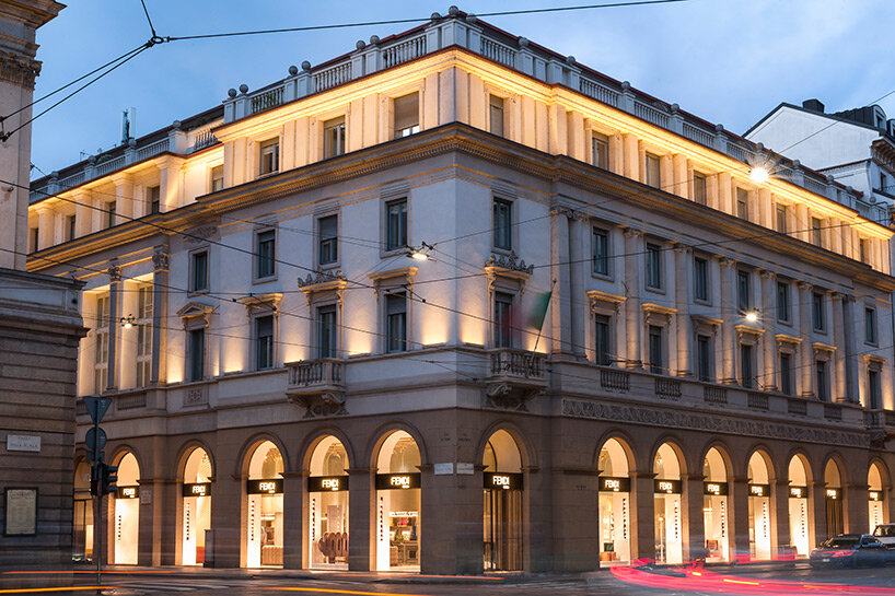 palazzo fendi omotesando modernizes classic roman architecture and arches  in tokyo