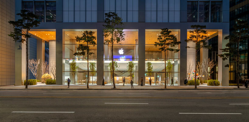 foster + partners completes seoul apple store with landscaped pockets