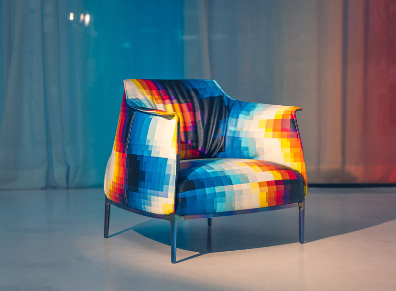 Artist Felipe Pantone adds pixelated patterns to Poltrona Frau’s Archibald armchair