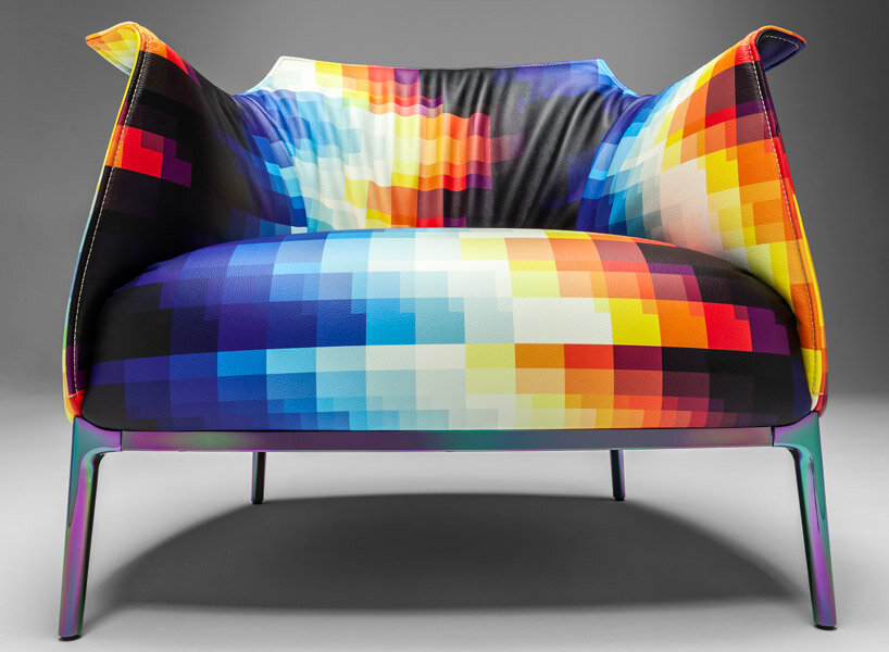 Artist Felipe Pantone adds pixelated patterns to Poltrona Frau’s Archibald armchair