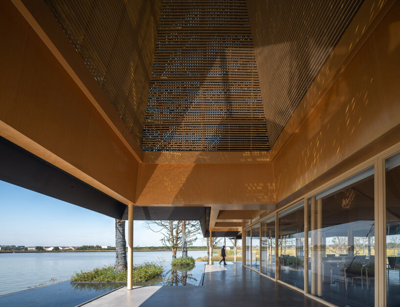 pyramidal frustum cluster tops GOA's restaurant of metasequoia grove in china
