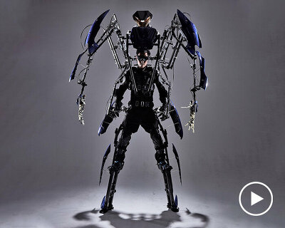 arrive by skeletonics is a 9-feet-tall kinetic exoskeleton